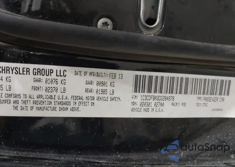 2013 Dodge Dart Rallye z USA, uszkodzony, nr VIN 1C3CDFBA3DD284978